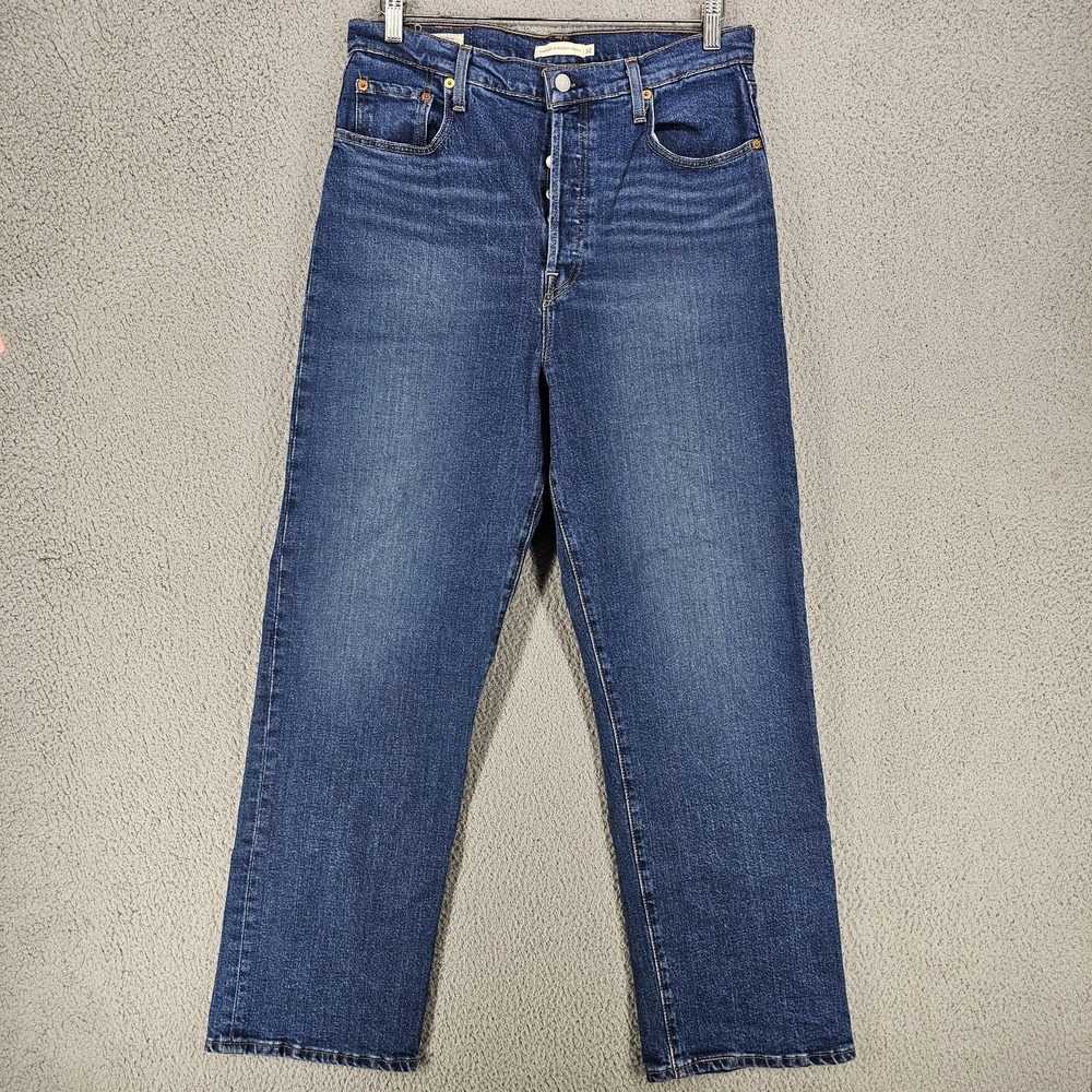 Levis Ribcage Straight‎ Ankle Jeans Womens W32 L29 Blue High Rise Button Fly